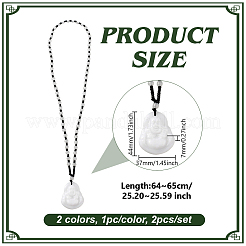 2Pcs 2 Colors Resin Imitation Gemstone Maitreya Buddha Pendant Necklace&nbsp;NJEW-HY0001-10A