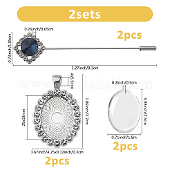 DIY Oval Alloy with Rhinestone Brooches Making Kits&nbsp;DIY-FH0009-70P