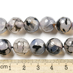 Faceted Natural Dragon Veins Agate Beads Strands&nbsp;G-F447-12mm-L01