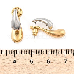 Two Tone Teardrop Brass Stud Earrings for Women&nbsp;EJEW-U055-04GS