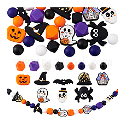 36Pcs 18 Styles Halloween Silicone Beads&nbsp;SIL-PH0001-28