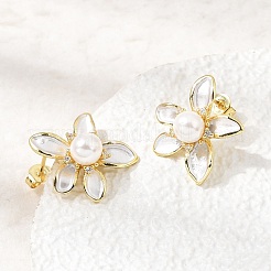 Brass Micro Pave Cubic Zirconia Enamel Stud Earrings&nbsp;CU-CBABA66-12C-G