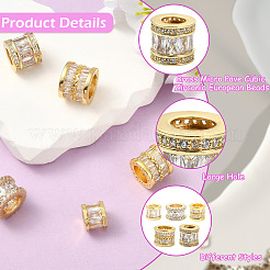 5Pcs 5 Styles Brass Micro Pave Cubic Zirconia European Beads&nbsp;KK-CJ0005-77