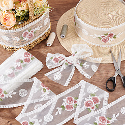 15 Yards Polyester Embroidery Flower Mesh Ribbon&nbsp;SRIB-GA0001-11A