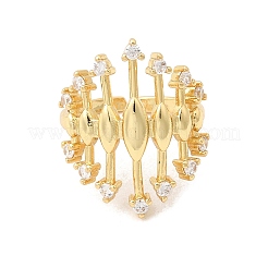 Brass Micro Pave Cubic Zirconia Cuff Open Rings&nbsp;RJEW-P186-01G