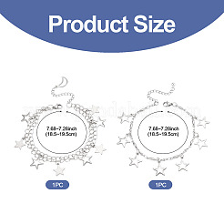 2Pcs 304 Stainless Steel Star Charm Bracelets&nbsp;BJEW-TADJ00003