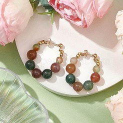Natural Agate Beaded Hoop Earrings&nbsp;EJEW-JE05880