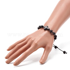 Round Natural Wood Beaded Bracelet for Men Women&nbsp;BJEW-JB06904