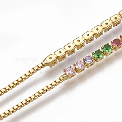 Adjustable Brass Cubic Zirconia(Random Mixed Color) Slider Bracelets&nbsp;BJEW-S141-01
