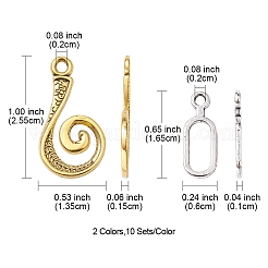 20Pcs 2 Colors Tibetan Style Alloy Hook and Eye Clasps&nbsp;FIND-YW0003-89