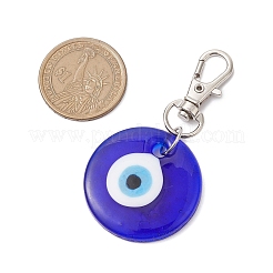 Handmade Lampwork Flat Round with Evil Eye Pendant Decorations&nbsp;HJEW-JM02384