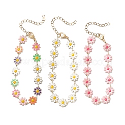 3Pcs Brass Enamel Link Chain Bracelets for Women&nbsp;BJEW-JB01439