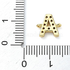 Brass Micro Pave Clear Cubic Zirconia Letter Links Connector Charms&nbsp;KK-I382-07G-A
