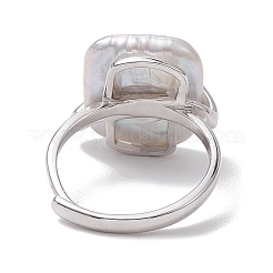 Square Natural Pearl Adjustable Rings&nbsp;RJEW-P113-10P