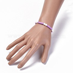 Handmade Polymer Clay Heishi Beads Kids Stretch Bracelets&nbsp;BJEW-JB04326-M