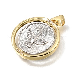 Brass Micro Pave Clear Cubic Zirconia Pendants&nbsp;KK-A303-35G
