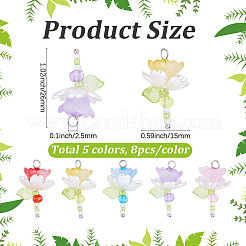 40Pcs 5 Colors Acrylic & ABS Plastic Imitation Pearl Pendants&nbsp;FIND-BM0001-51