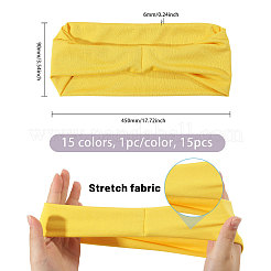 15Pcs 15 Colors Polyester & Elastic Headbands&nbsp;OHAR-GL0001-03