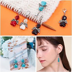 Synthetic Turquoise Skull Angel Pendant Decoration&nbsp;HJEW-PH01548