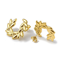Ion Plating(IP) 304 Stainless Steel Olive Branch Wreath Stud Earrings for Women&nbsp;EJEW-I284-02G