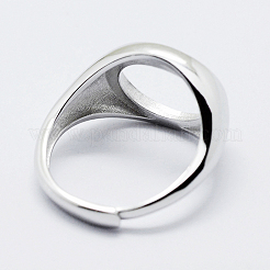 Anti-Tarnish Rhodium Plated 925 Sterling Silver Finger Ring Components&nbsp;STER-G027-11P