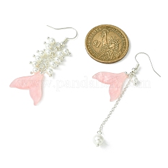 Resin Mermaid Tail Asymmetrical Earrings&nbsp;EJEW-TA00275