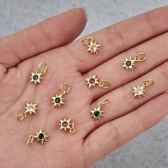 16Pcs 8 Colors Brass Micro Pave Cubic Zirconia Pendants&nbsp;KK-SZ0003-92