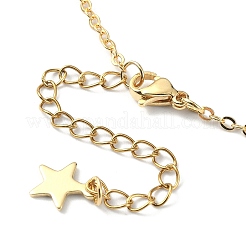 Natural Agate Round & Alloy Enamel Star Charms Bib Necklace with 304 Stainless Steel Chains&nbsp;NJEW-JN04404-03