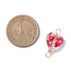 Handmade Glass Enamel Heart Links Connector Charms&nbsp;PALLOY-JF04263-01