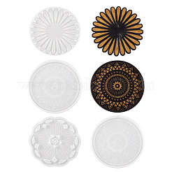 4Pcs 4 Style DIY Silicone Mandala Pattern Coaster Molds&nbsp;DIY-TA0006-42