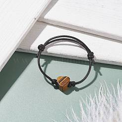 Natural Stone Heart Braided Cord Bracelet&nbsp;BJEW-JB07685