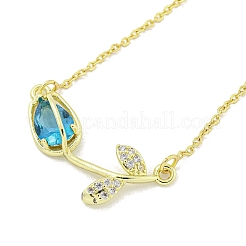 Brass Micro Pave Clear Cubic Zirconia Pendant Necklaces&nbsp;NJEW-Z032-01D