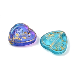 Baking Paint and Golden Metal Enlaced Glass Beads&nbsp;GL-CBA1477-21