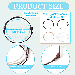 60Pcs 4 Colors Adjustable Korean Waxed Polyester Cord Bracelet Making&nbsp;AJEW-CW0001-05