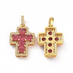 Brass Micro Pave Clear Cubic Zirconia Pendants&nbsp;ZIRC-F135-24G-B