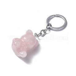 Natural Rose Quartz Pendant Keychains&nbsp;KEYC-P011-02P-06