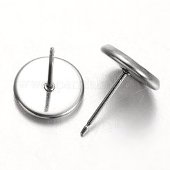 Tarnish Resistant Flat Round 304 Stainless Steel Stud Earring Settings&nbsp;STAS-M227-8mm