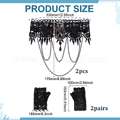 2 Pairs Polyester Lace Gloves&nbsp;AJEW-ME0003-36