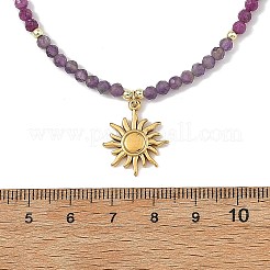 2Pcs 2 Styles 304 Stainless Steel Sun Moon Pendant Natural Mixed Gemstone & Pearl Beaded Necklaces for Women&nbsp;NJEW-JN06533