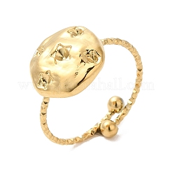 Ion Plating(IP) 304 Stainless Steel Flat Round Open Cuff Ring Settings for Rhinestone&nbsp;RJEW-M149-33G