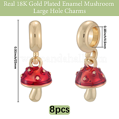 8Pcs Brass Red Enamel Vegetable European Dangle Charms&nbsp;OPDL-BBC0001-03G-02