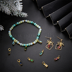 24Pcs 8 Colors Brass Micro Pave Cubic Zirconia Charms&nbsp;ZIRC-BBC0003-01