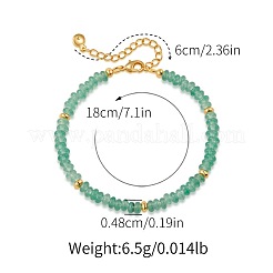 Handmade Natural Green Aventurine Rondelle Beaded Bracelets with 304 Stainless Steel End Chains&nbsp;XL9343-1