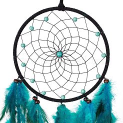 Iron Woven Web/Net with Feather Pendant Decorations&nbsp;AJEW-B017-04