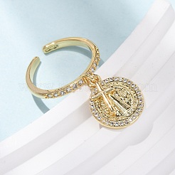 Brass Micro Pave Cubic Zirconia Cuff Rings for Women&nbsp;RJEW-K264-08G