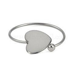 304 Stainless Steel Blank Bangle Bases with Heart Tray&nbsp;STAS-Z088-01P-01