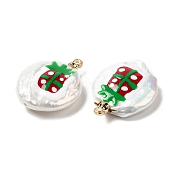 Baroque Style Natural Keshi Pearl Pendants with Enamel&nbsp;PEAR-G013-02E