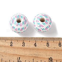 Mother's Day Theme Printed Wood European Beads&nbsp;WOOD-F016-02