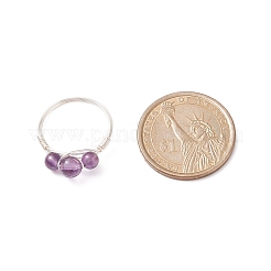Natural & Synthetic Gemstone Round Beaded Finger Ring&nbsp;RJEW-JR00514