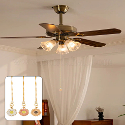 6Pcs 3 Styles Sunflower Alloy Charms Ceiling Fan Pull Chain Extenders&nbsp;HJEW-LP00068